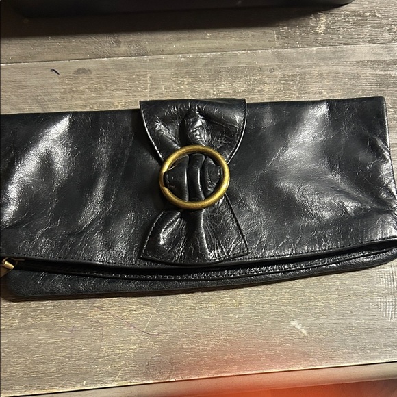 HOBO Black Leather Buckle Clutch Bag - Picture 1 of 6